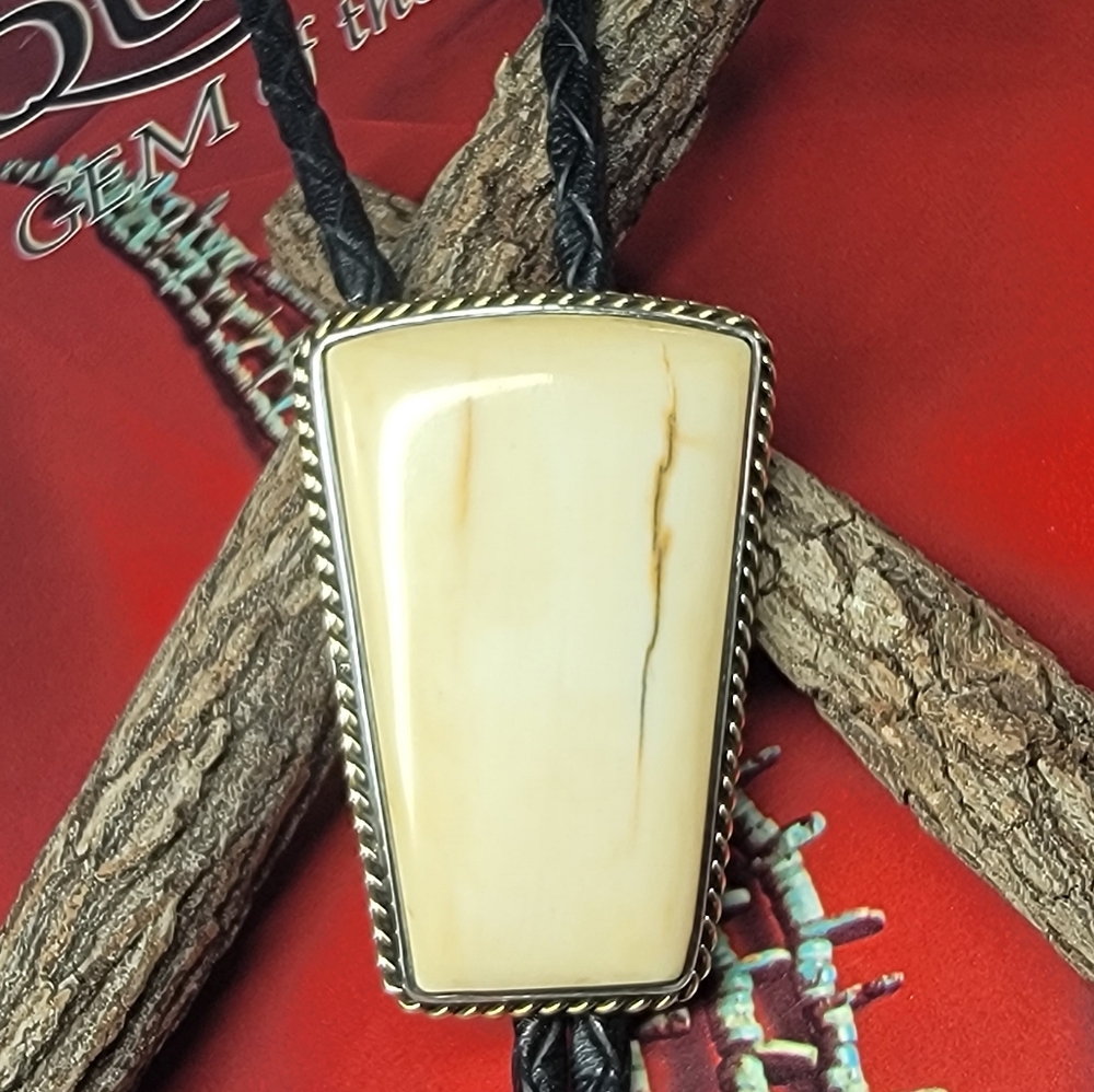 Sterling Silver and Elk Ivory Bolo Tie